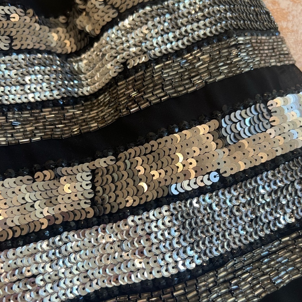 NBD Black Silver Sequin Strapless Mini Cocktail Dress S - Picture 2 of 6